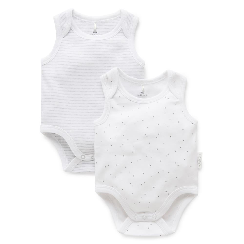 Purebaby 2 Pack Singlet Bodysuit